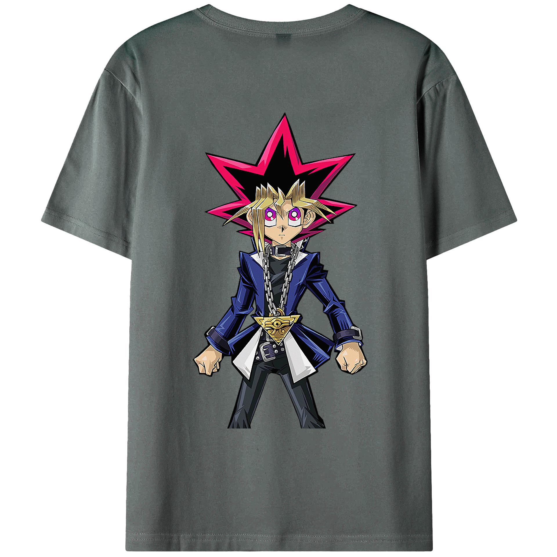 （画像用） 遊☆戯☆王 Yu-Gi-Oh! 綿100％ メンズ半袖Tシャツ（バックプリント） 通気性
